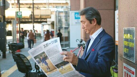 日本商人看报纸