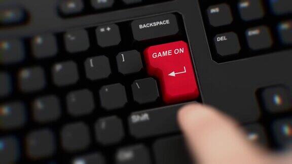 游戏在键盘上的红色按钮一个手指按下Enter键点击游戏现实的键盘按钮红色按钮游戏开始推动为行动办公室键盘独特的字按关闭CGI