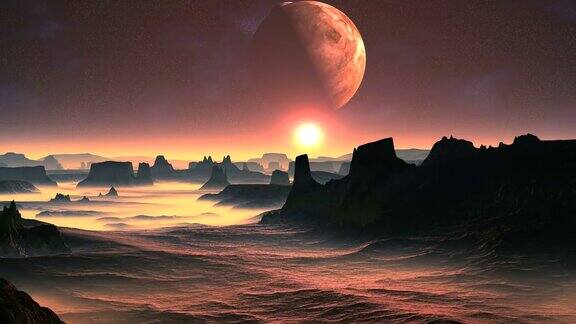 外星人星球上的两个月亮和日出