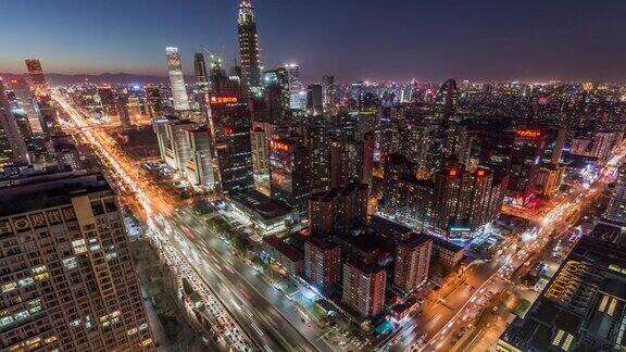 高架景观北京和道路交汇处黄昏到夜晚过渡北京中国