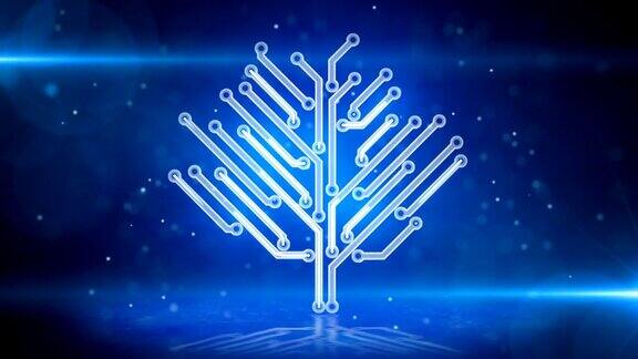 蓝色电路板电子高科技生长树