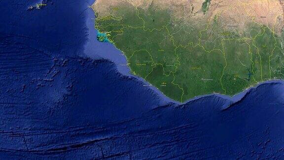 利比里亚国旗三维地球在空间-缩放在利比里亚外