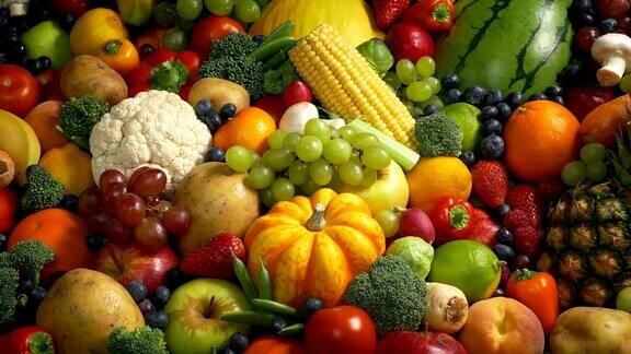 大量的水果和蔬菜
