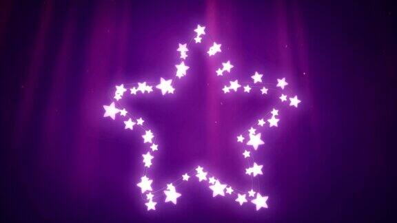 在紫色的背景上发光的星星的仙女灯