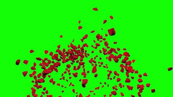 破碎的心3d动画破碎的心动画绿屏股票视频