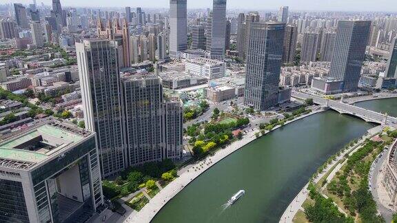 天津城市现代建筑景观航拍