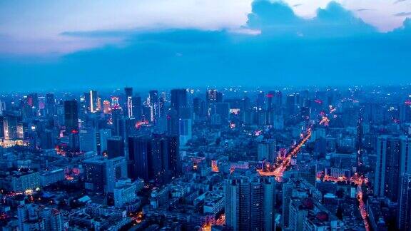 全景交通现代化城市成都白天黑夜时光流逝