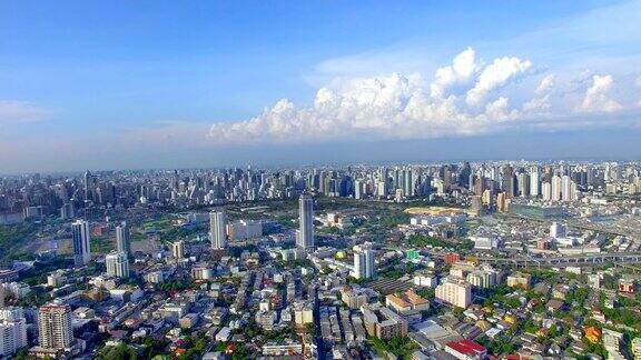 商业大厦鸟瞰图曼谷城亚洲泰国具有交通道路和天空的景观区域