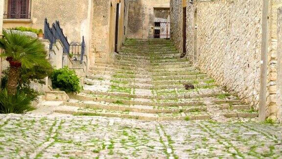 意大利西西里岛特拉帕尼村的楼梯