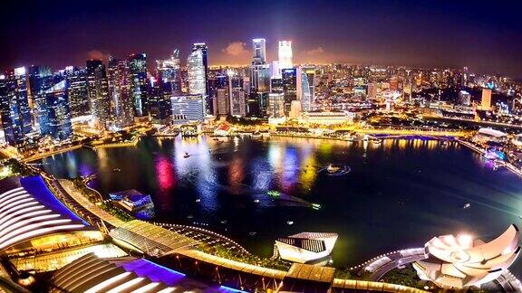 高清延时:黄昏时的新加坡城市景观