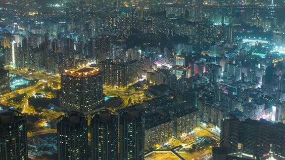 鸟瞰香港城市夜景