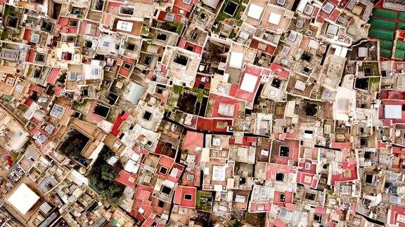 摩洛哥非斯的麦地那屋顶鸟瞰图