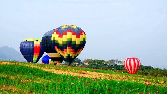 泰国清莱热气球的彩色延时摄影