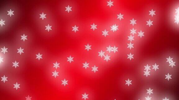 白色的雪花在红色的背景上缓缓飘落节日快乐圣诞快乐新年快乐