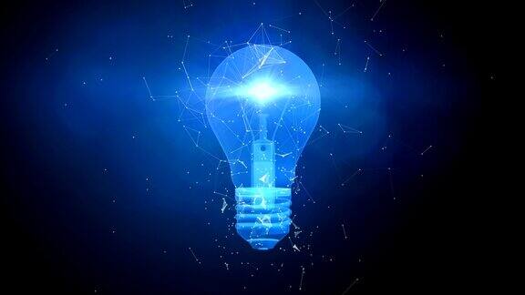 发光的灯泡显示人工智能或神经网络和深度学习或构思或连接