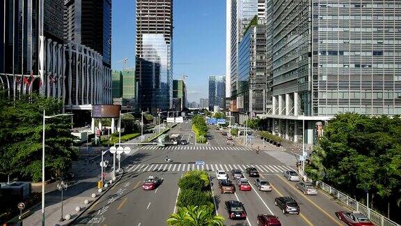 深圳繁忙的城市街道和现代化的建筑时光流逝