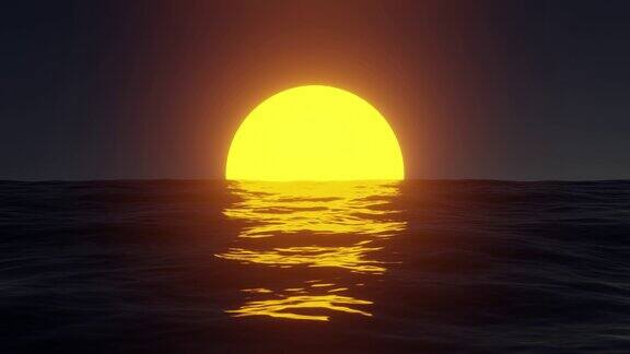 日落时太阳在海浪上的反射动画