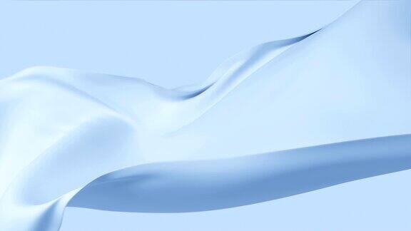 美丽的蓝色丝绸在风中飘扬无缝循环三维动画抽象柔软的纺织品在空气中缓慢移动