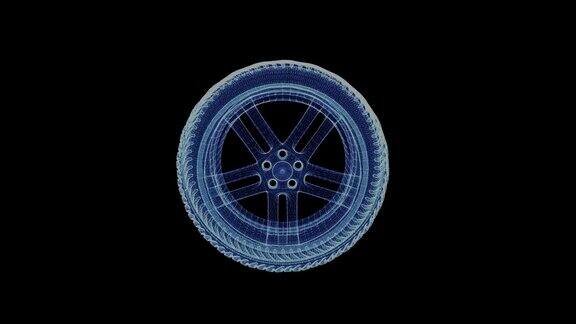 一个旋转的汽车车轮的全息图