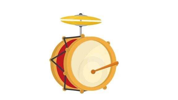 鼓与音乐钹的动画乐器卡通