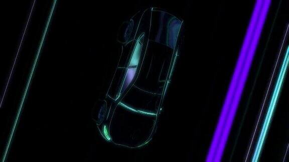 3d汽车:未来的现代汽车高速行驶穿越隧道驶向光明