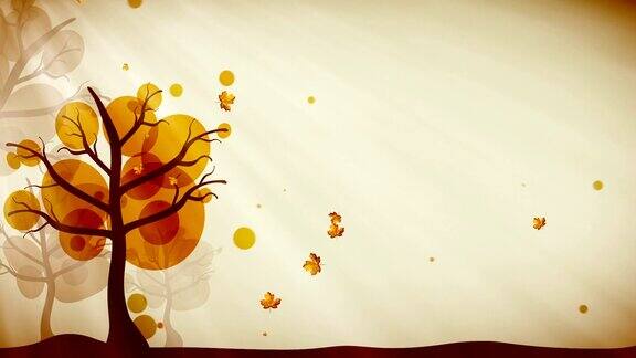 金色的秋天树被风摇动