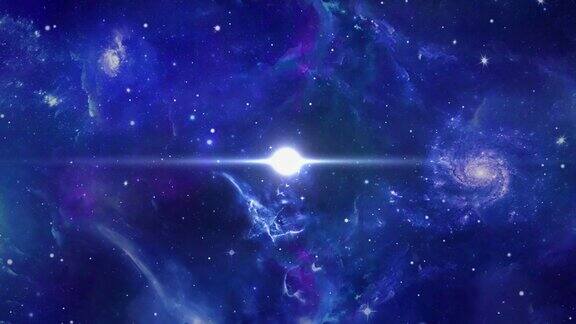 4K3D蓝色自然暗星系观星线时间推移夜空星星光环背景