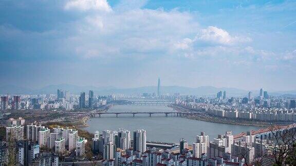 4k时间流逝汉江风景名胜区位于韩国首都首尔