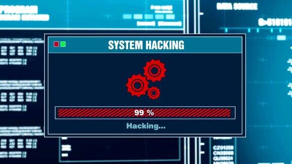 系统黑客进展警告消息系统黑客警报屏幕上