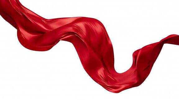 带有alpha通道的红色丝绸面料红色布料在风中飞舞3d渲染