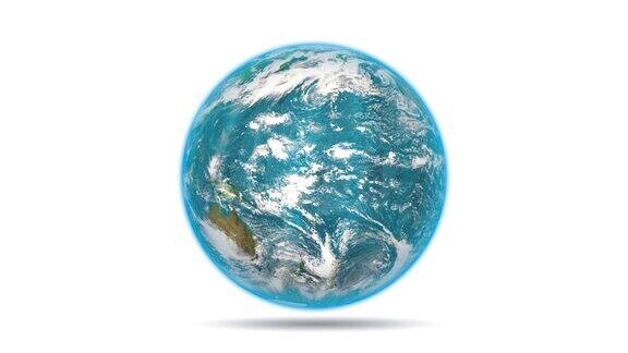 旋转地球行星白色背景4K3D渲染
