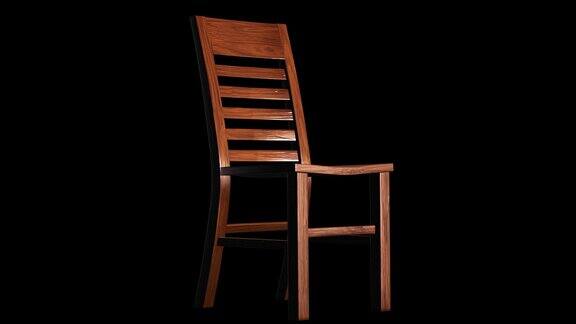 浮动木椅与循环旋转的黑色背景包括阿尔法哑光