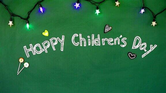 绿色快乐儿童节背景视频