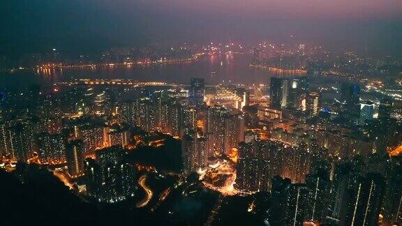 香港九龙湾无人机夜景