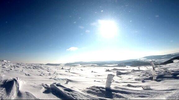 白霜雪堆暴风雪暴风雪冬天霜冰晶冰瓦瑟库佩Rhön黑森4K