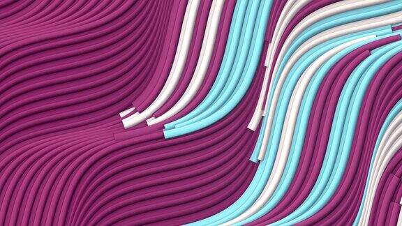 粉红色波浪背景与对角线运动彩色线抽象条纹设计模板3d渲染无缝循环动画高清分辨率