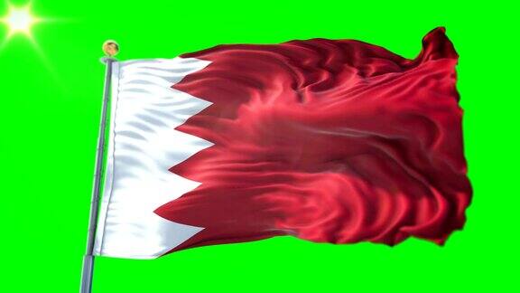 巴林旗无缝循环3D渲染视频美丽的纺织布织物环摆动