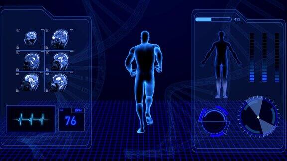 人体在跑步运动健身中进行体检的数字生成动画
