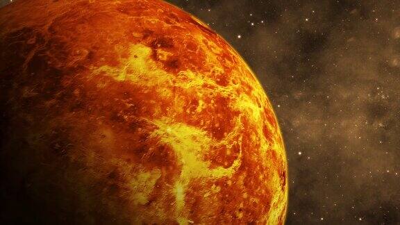 三维旋转金星表面行星视图恒星空间星系