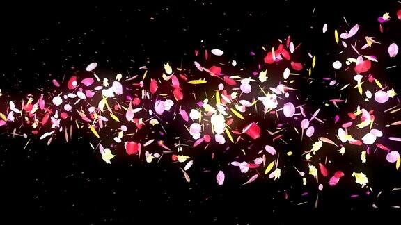 彩色花瓣旋转CG动画粒子