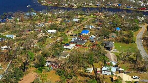 空中飓风迈克尔灾难后的巴拿马城佛罗里达