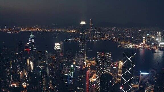 香港夜间的无人机图片中国香港