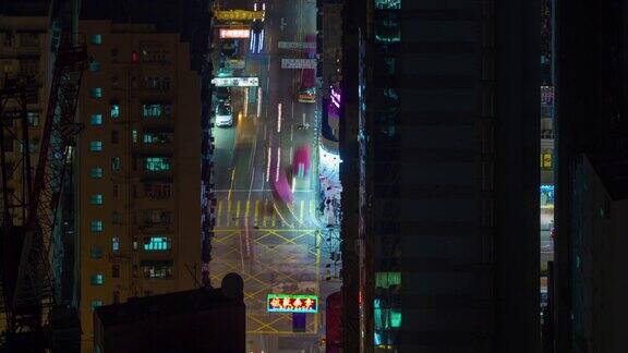夜光城市街道从中国香港4k时间流逝