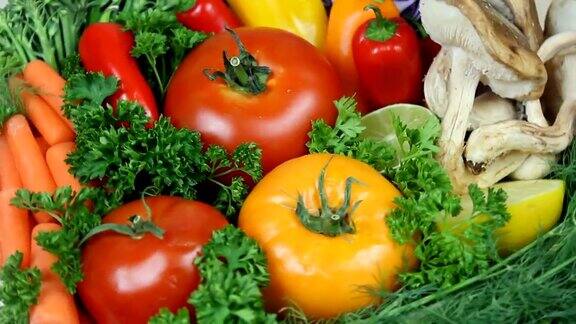 健康蔬菜水果配料旋转