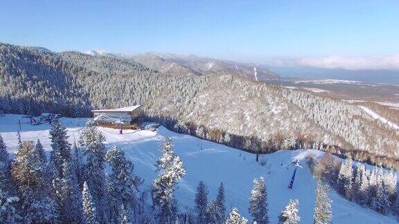 空中测量冬天贝加尔斯克滑雪胜地