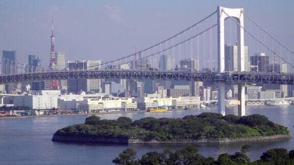 美丽的建筑建筑彩虹桥在东京城市日本