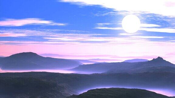 美丽的日落在迷雾山