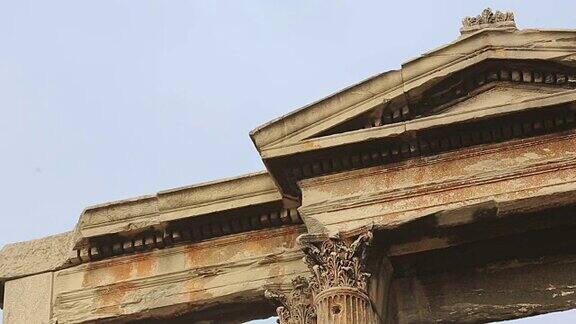 全景摧毁的古代建筑大理石拱门的哈德良