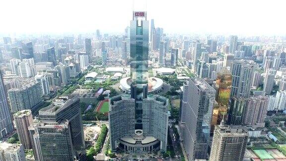 广州现代建筑鸟瞰图和城市景观实时