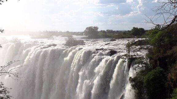 非洲维多利亚瀑布的慢镜头